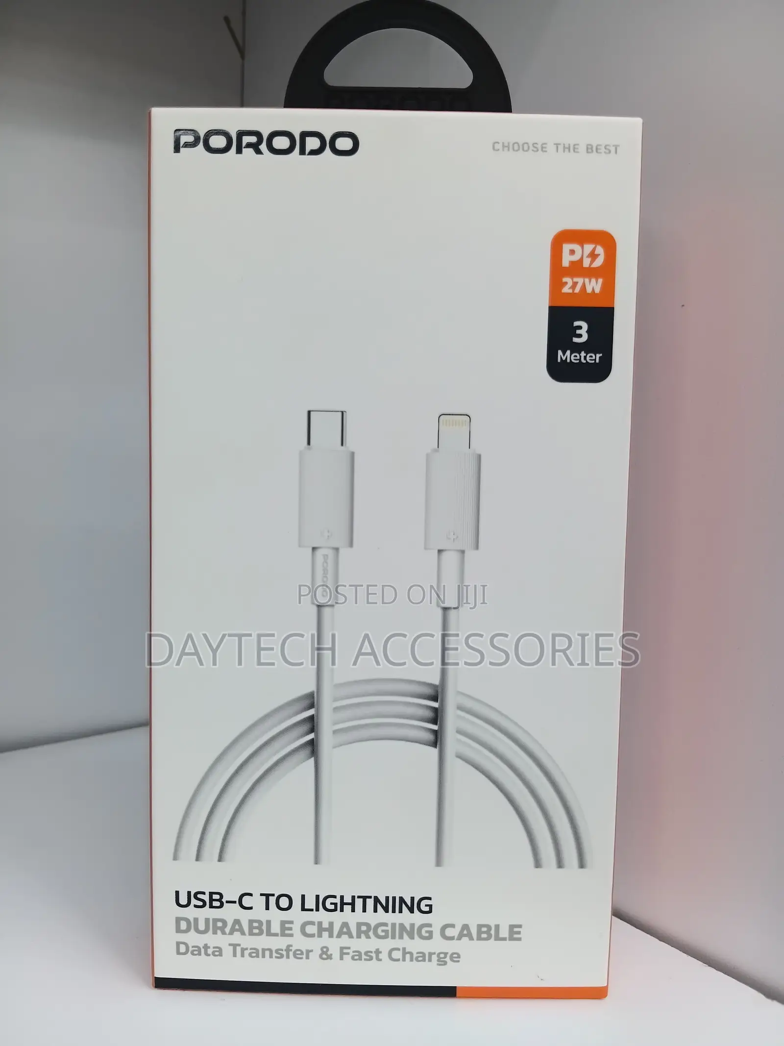 This Is a Porodo USB-C to Lightning 3-Meter Durable Charging Cable