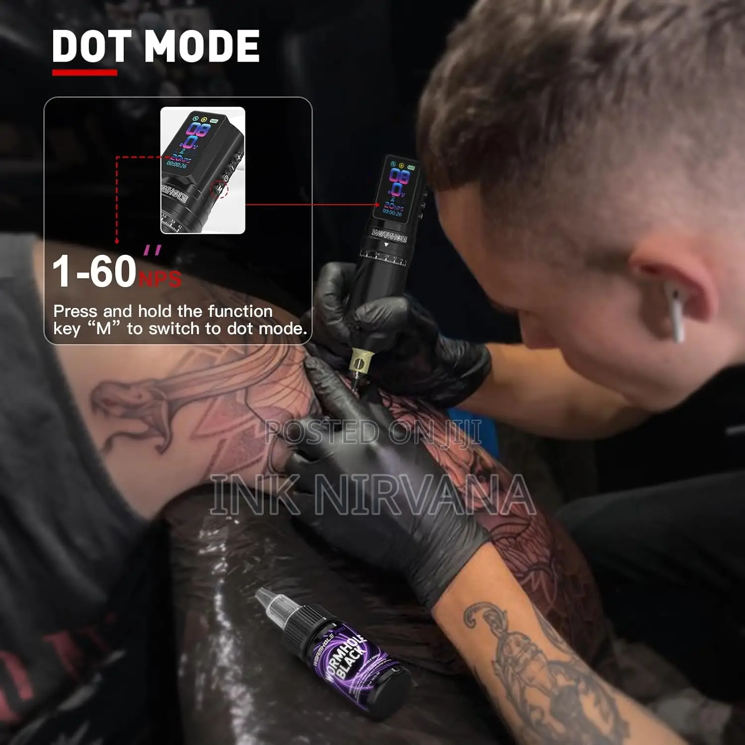Wormhole Wireless Tattoo Machine Full Kit- 2 PCS Batteries