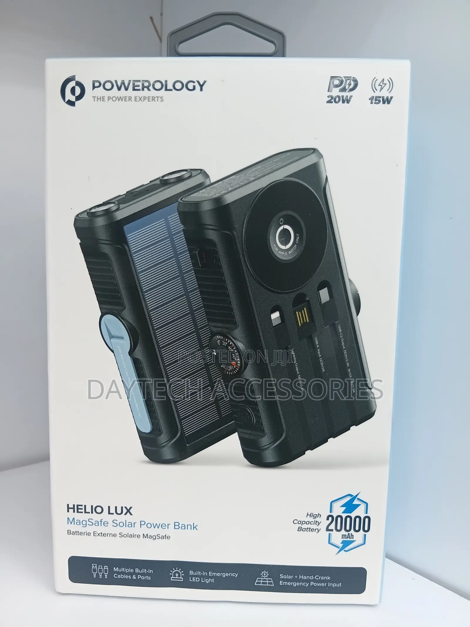 Powerology Helio Lux MagSafe Solar Power Bank 20,000mAh Battery.