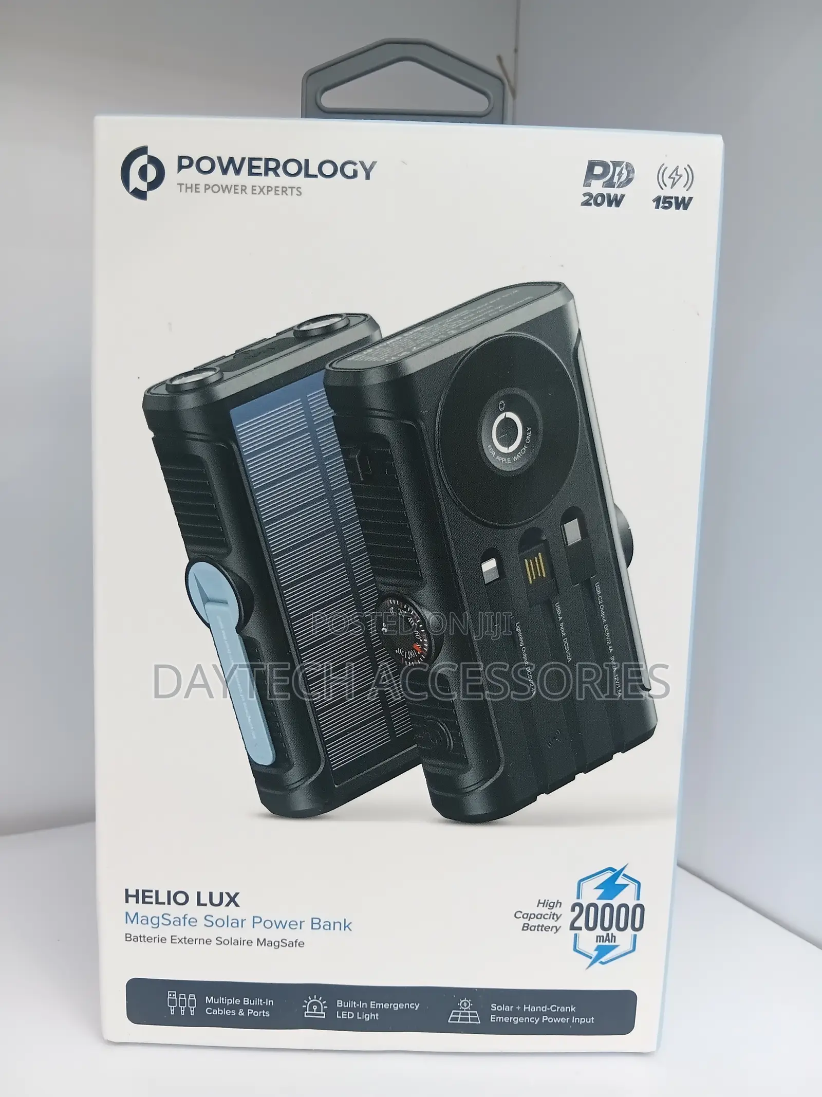 Powerology Helio Lux MagSafe Solar Power Bank 20,000mAh Battery.