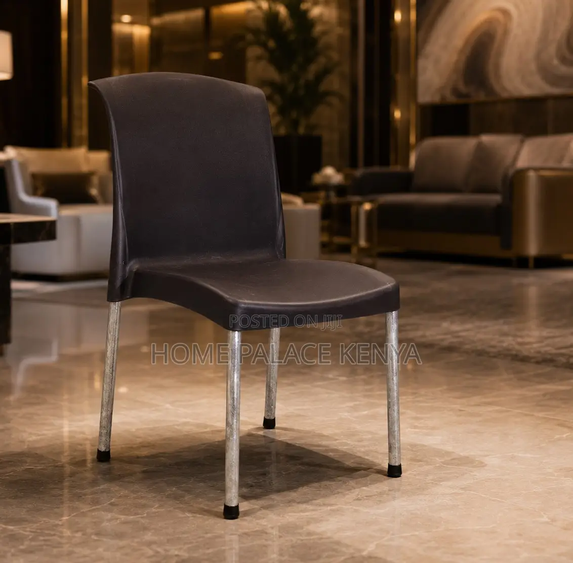 Plastic Chair: Rectangular Back Dining Multi Use Chair With Pipe Legs