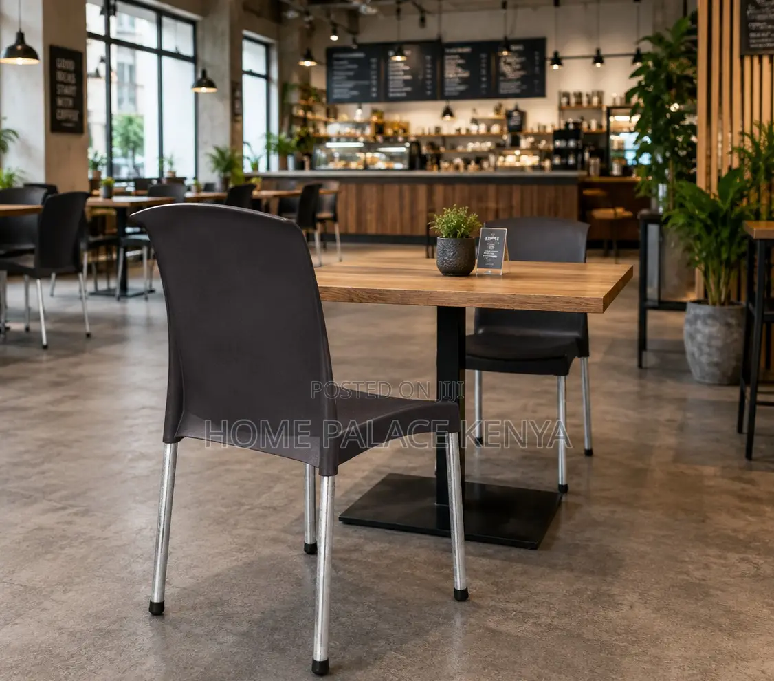 Plastic Chair: Rectangular Back Dining Multi Use Chair With Pipe Legs