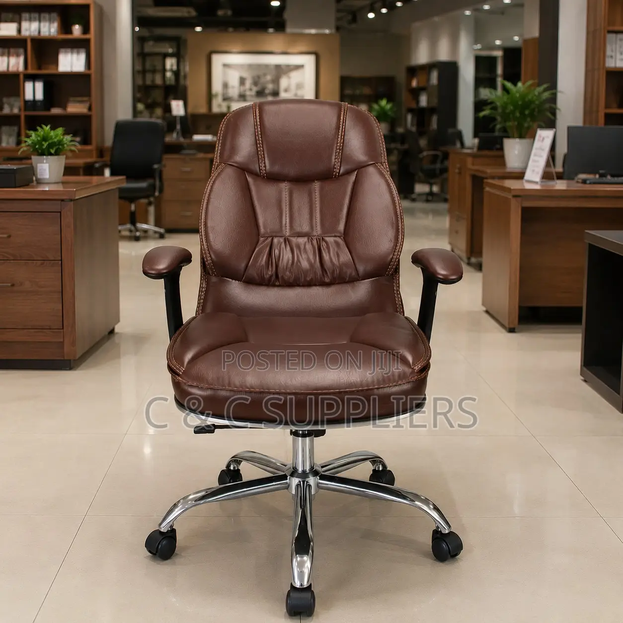 Brown Leather Swivel Generic Seat