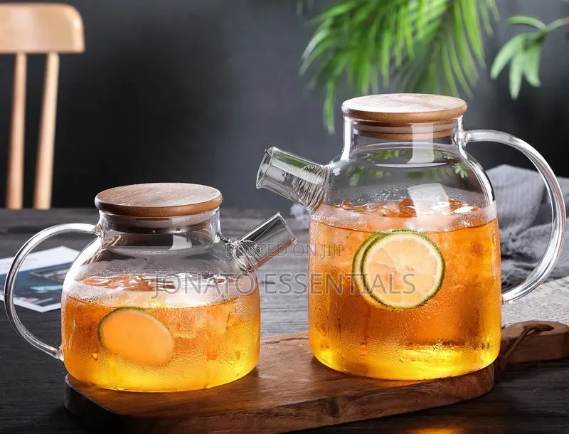 Elegant Glass Teapot Set With Wooden Lid 1.8L and 1.5L