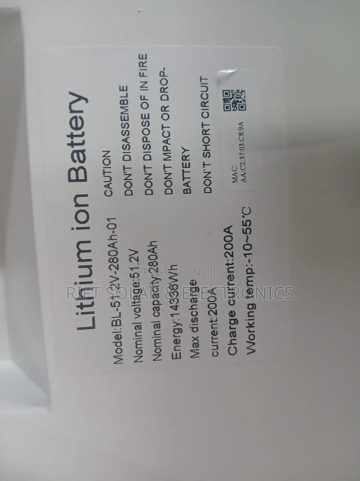 14kwh - 48v (280ah) Lithium Ion Battery 8000 Cycle 10 Yrs Warranty