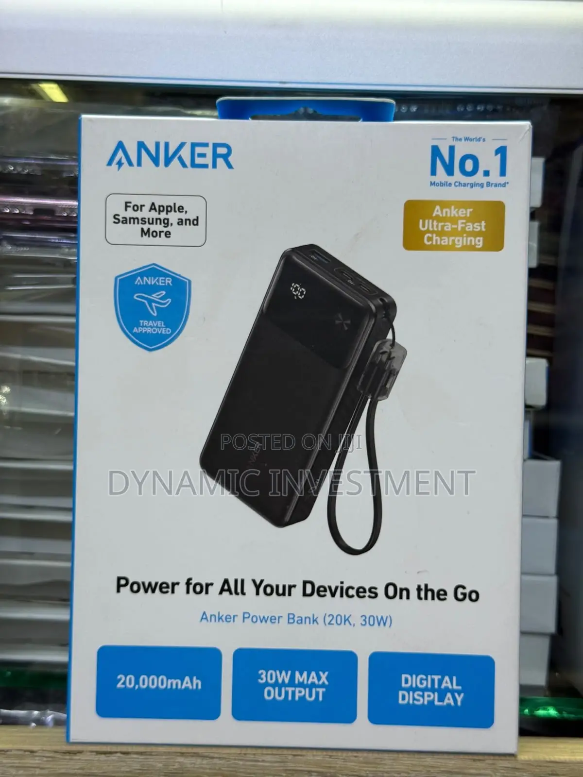 Anker Power Bank 20,000 mAh 30W Built-in USB-C Flight Travel Approved