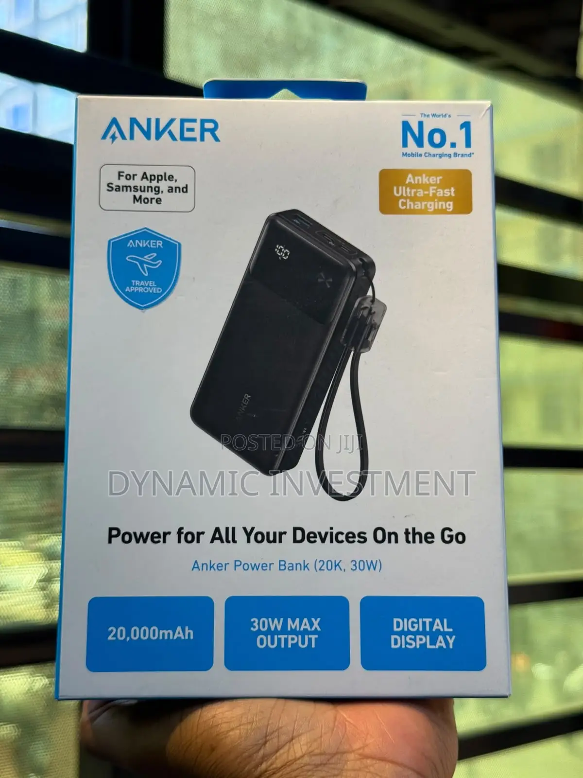 Anker Power Bank 20,000 mAh 30W Built-in USB-C Flight Travel Approved