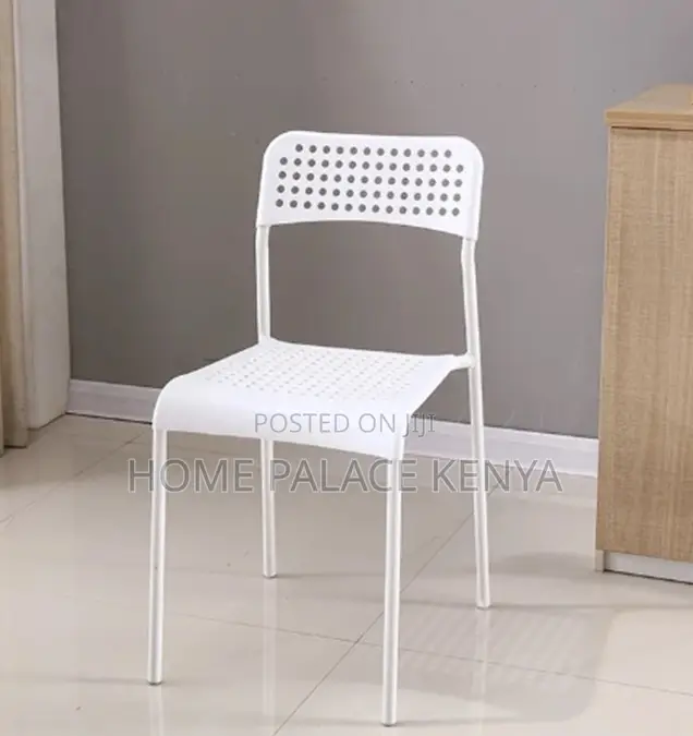 Home Chair: Classic White Metal Mesh Chair With Holes