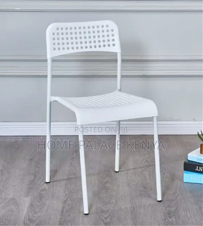 Home Chair: Classic White Metal Mesh Chair With Holes