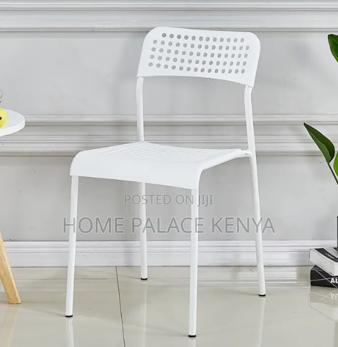 Home Chair: Classic White Metal Mesh Chair With Holes
