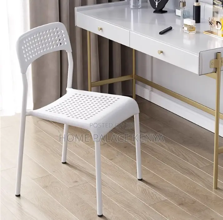 Home Chair: Classic White Metal Mesh Chair With Holes