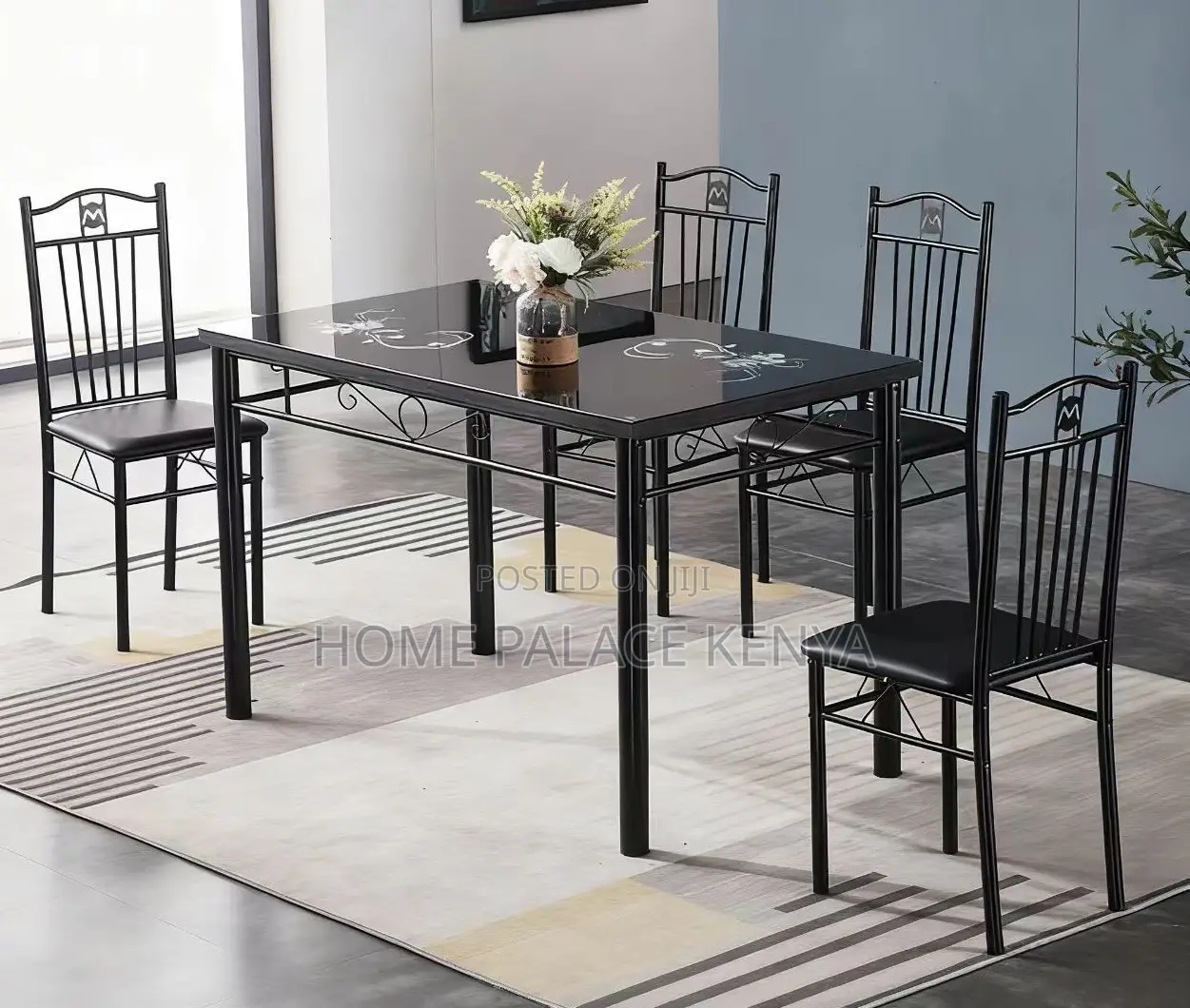 Dining Set: French Style Glass and Metallic Set