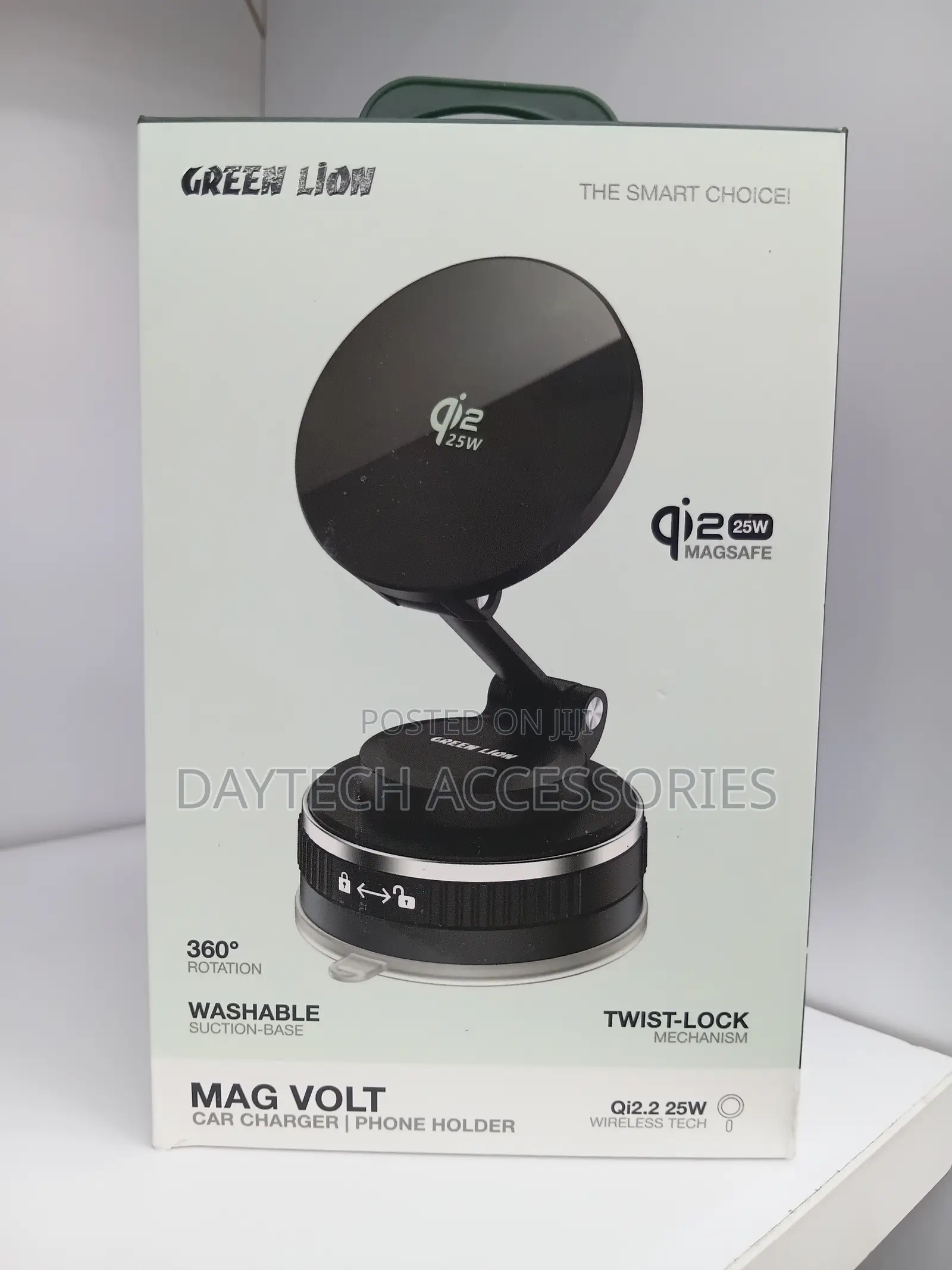 GreenLion Mag Volt Car Charger Phone Holder 25W Qi2 Wireless Charger