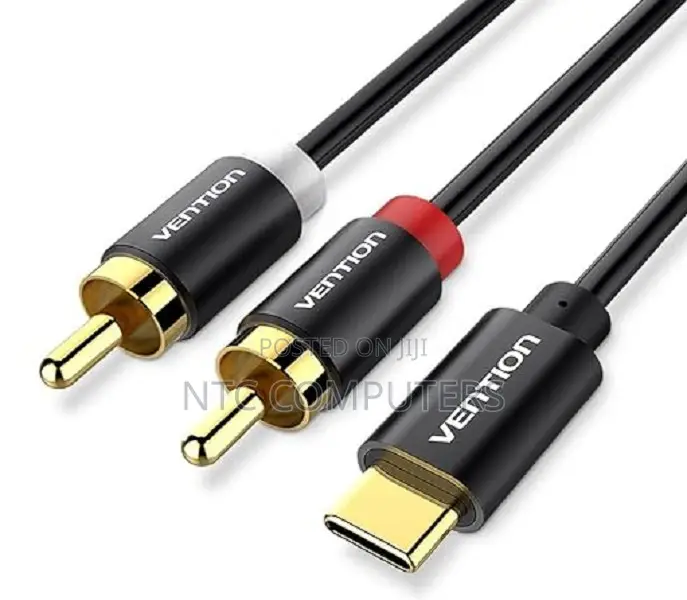 Vention Type-C to 2RCA Male Audio Cable 1.5M Black Metal Type