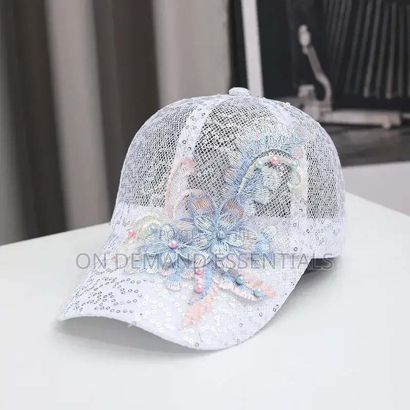 *New Summer Lace Baseball Cap Mesh Embroidered Flowers Sunscreen Hat