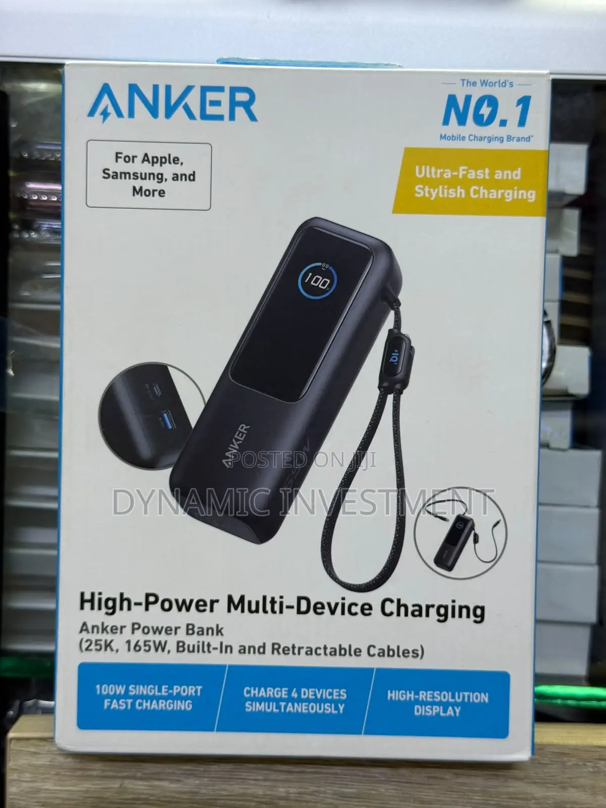 Anker 25,000mAh Portable PHONE Power Bank 165W Output 3 USB-C Ports