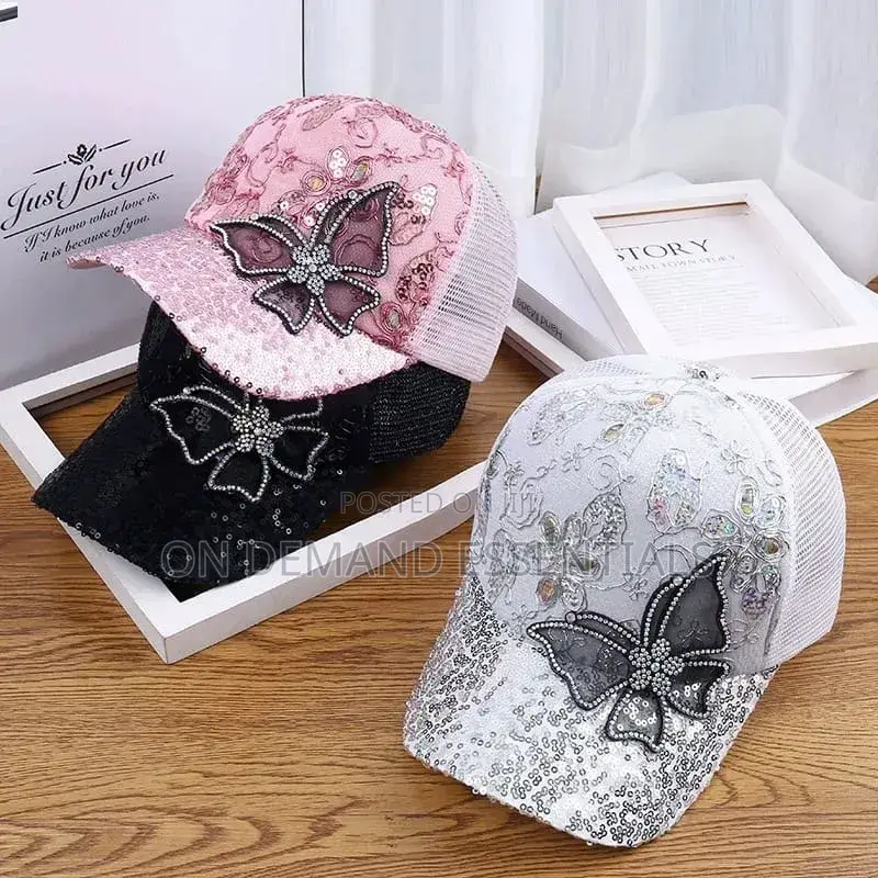 Fashion Mesh Women's Baseball Cap Breathable Black Rhinestone Sun Hat