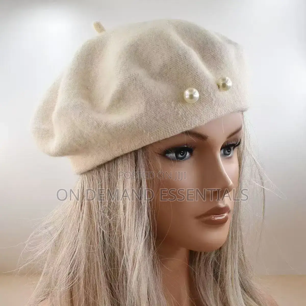 Pearl Beanie Hat Women's Autumn/Winter Wool Flannel Hat