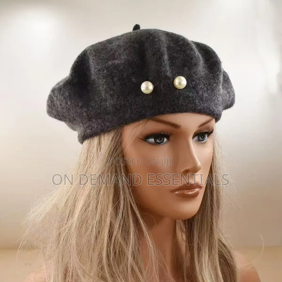 Pearl Beanie Hat Women's Autumn/Winter Wool Flannel Hat