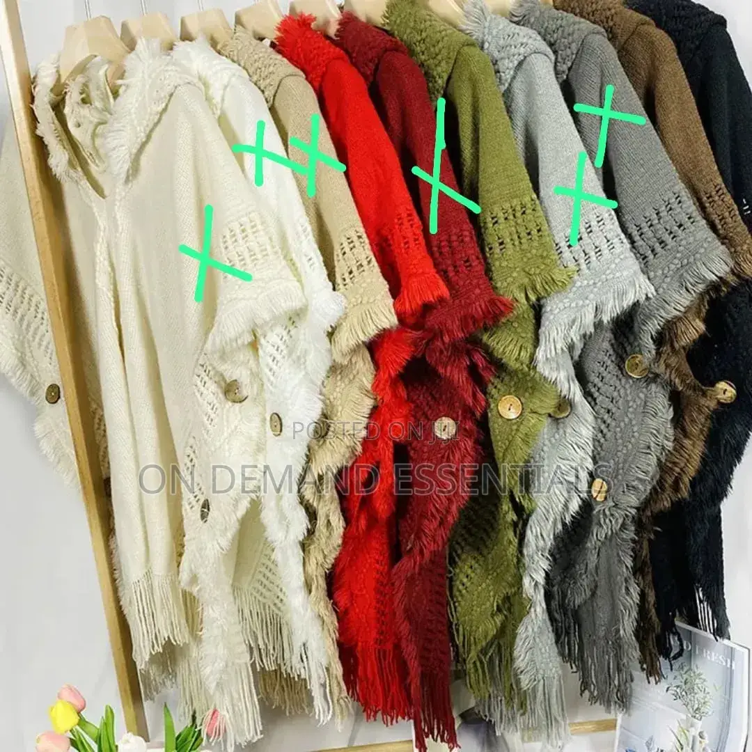 Women Knitted Hooded Shawl Herringbone Pattern Spring Autumn Winter