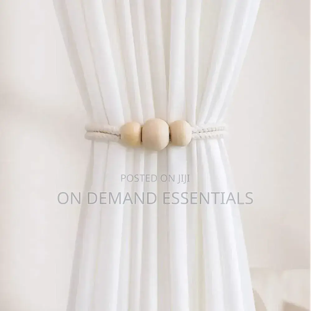 2Pcs Nordic Magnetic Curtain Binding Strap Solid Wood Woven