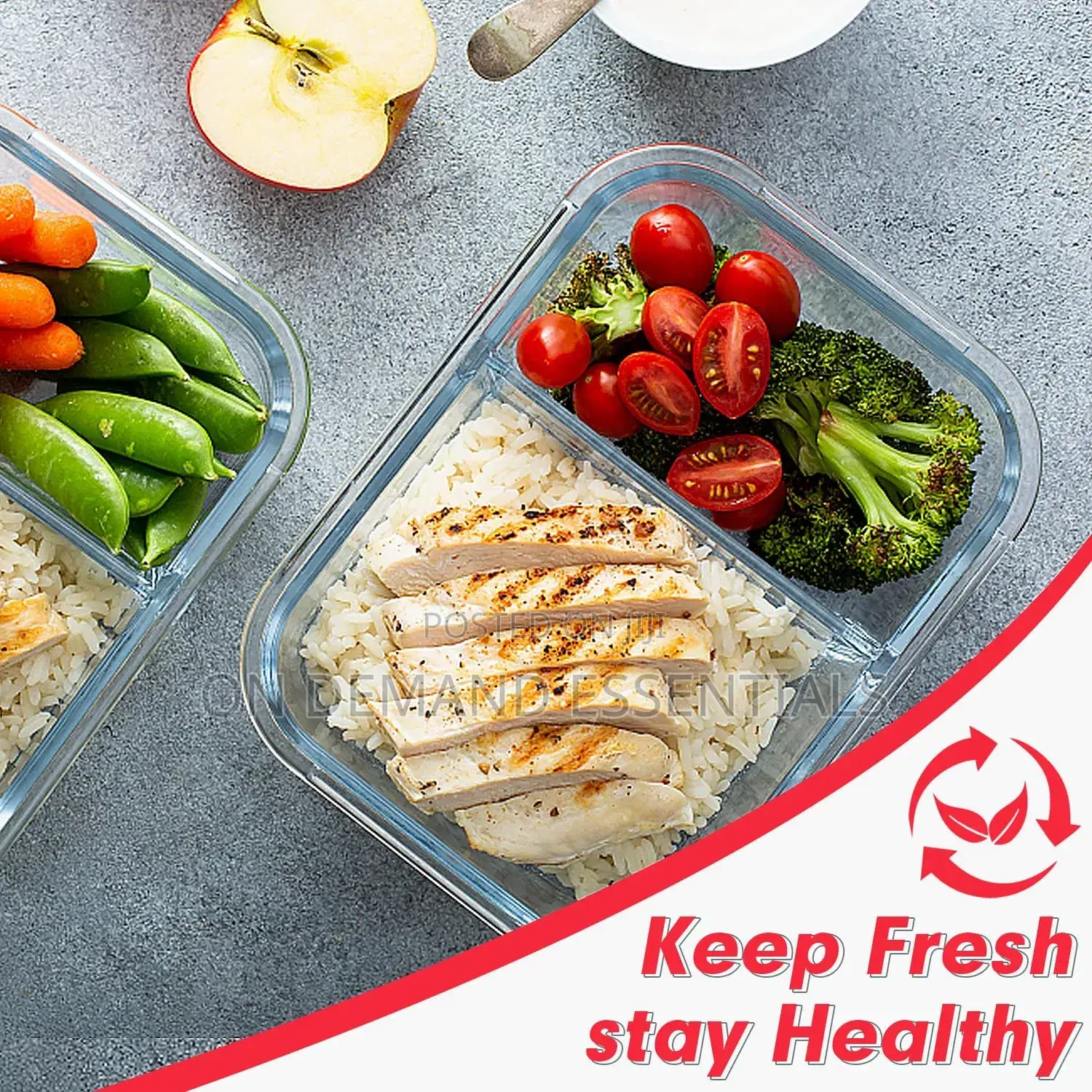 1040ml 1pc Partitioned Food Storage Container With the Lid