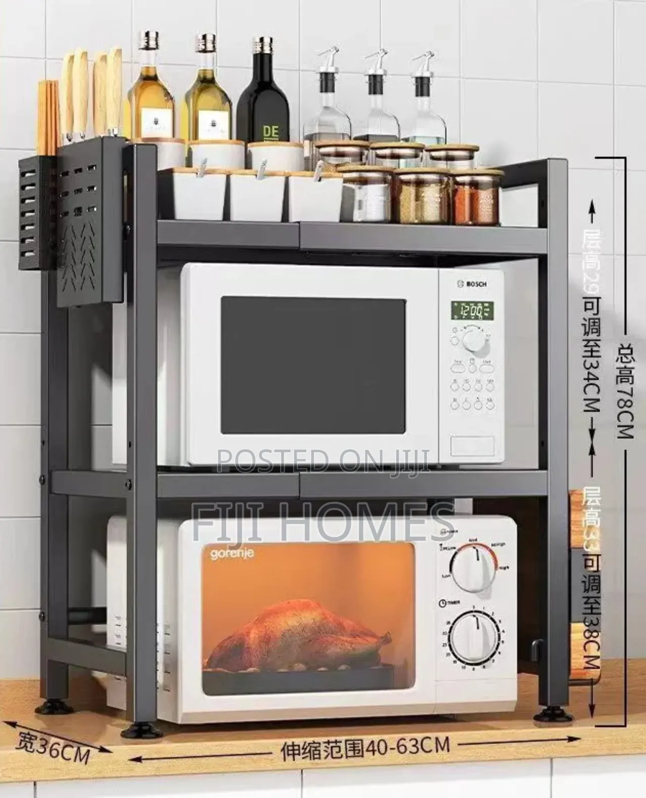 EXPANDABLE Metallic High Quality Modern Microwave Stand