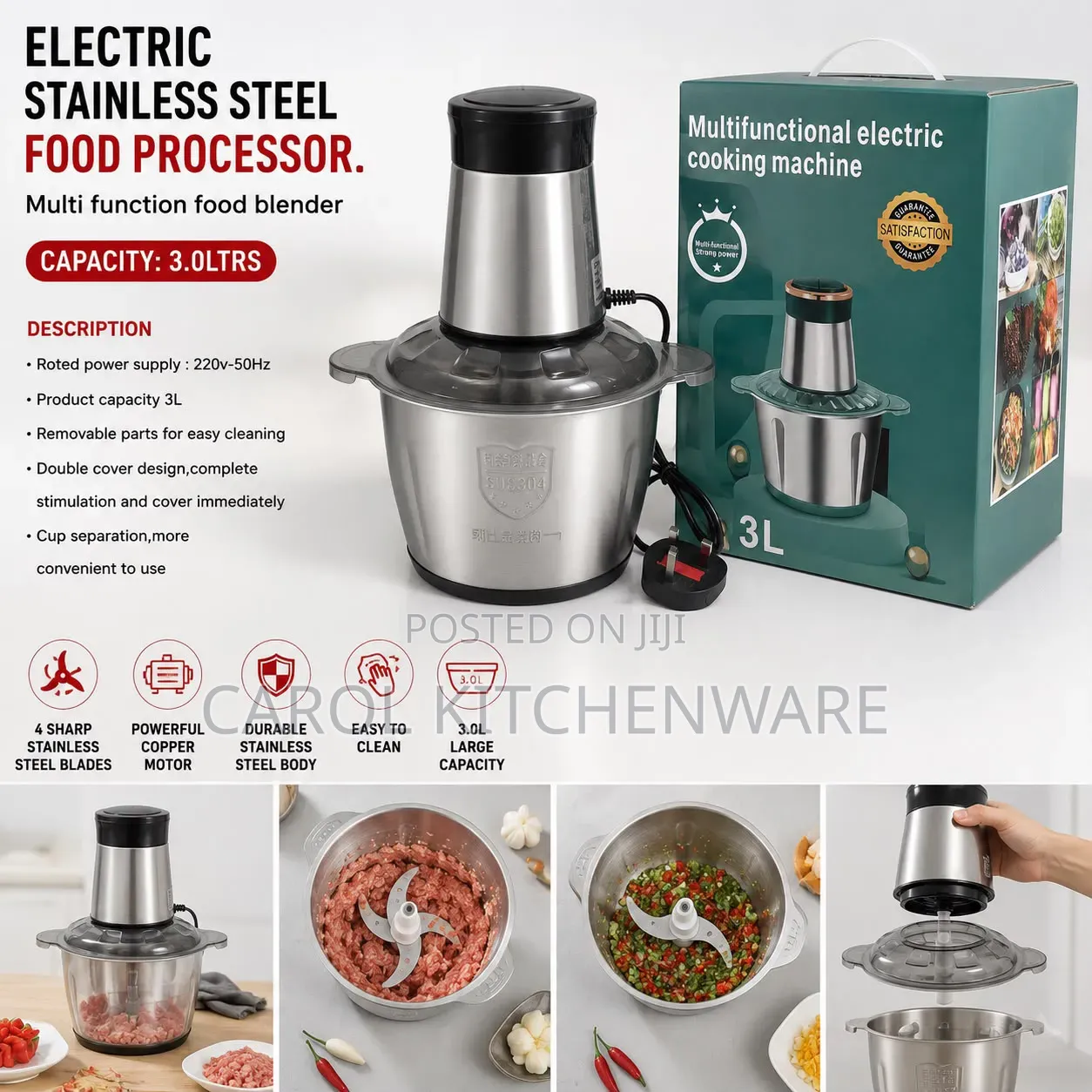 Electric Stainless Steel Food Processor