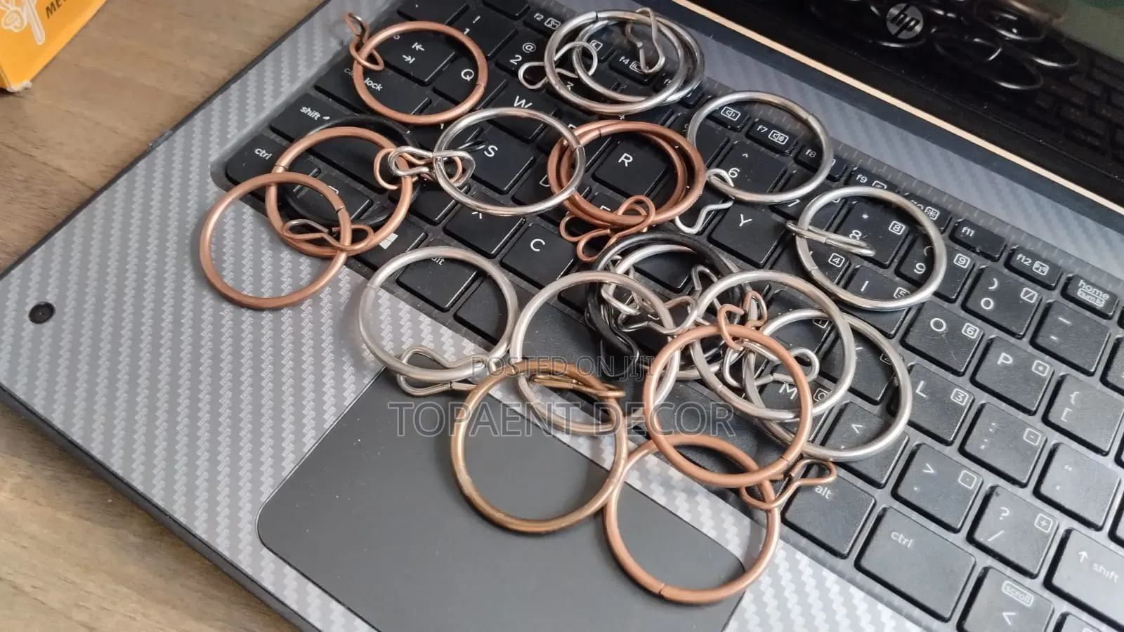 Brown, Silver and Black Round Drapery Rings