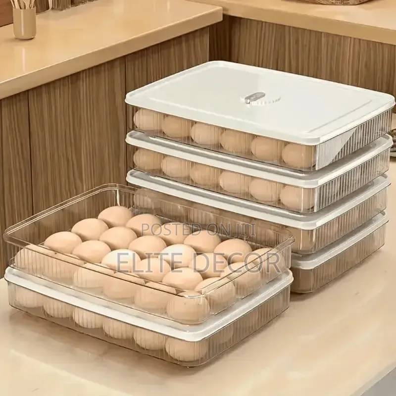 24pcs Stackable Egg Tray Egg Holder – Space Saving Fridge Organizer