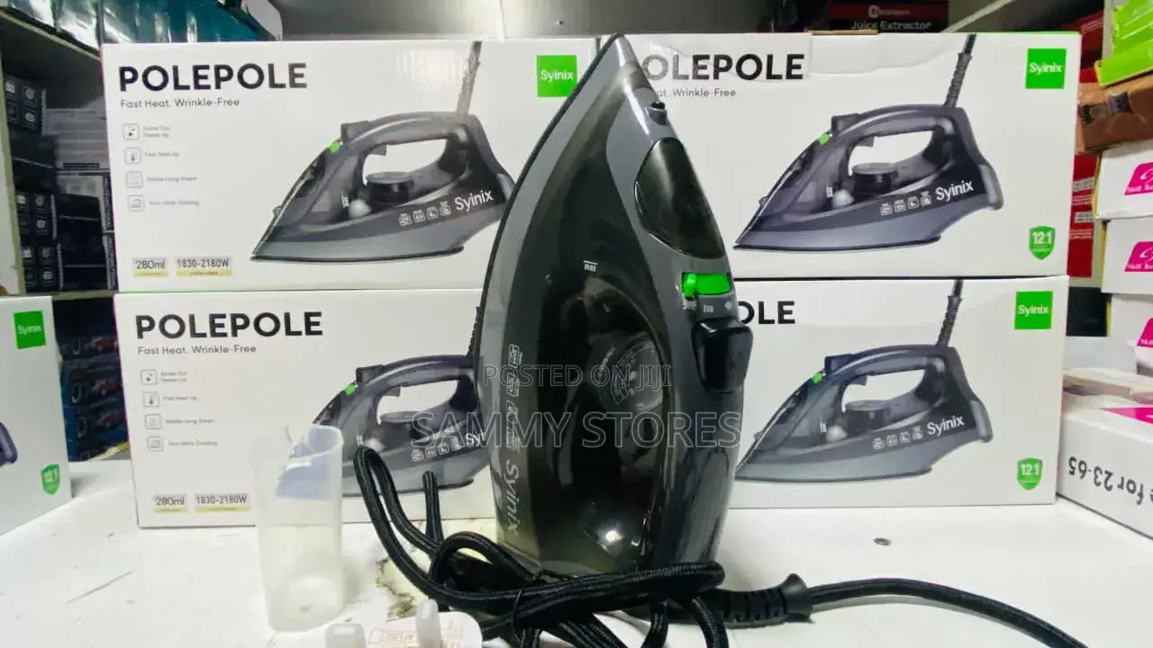 Syinix PolePole Steam Iron 1830–2180W – Adjustable Steam, Anti-Drip