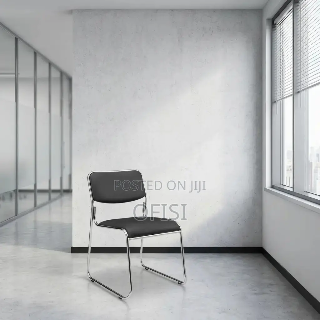 Office Chair; Stackable Chrome Office Visitors Chair