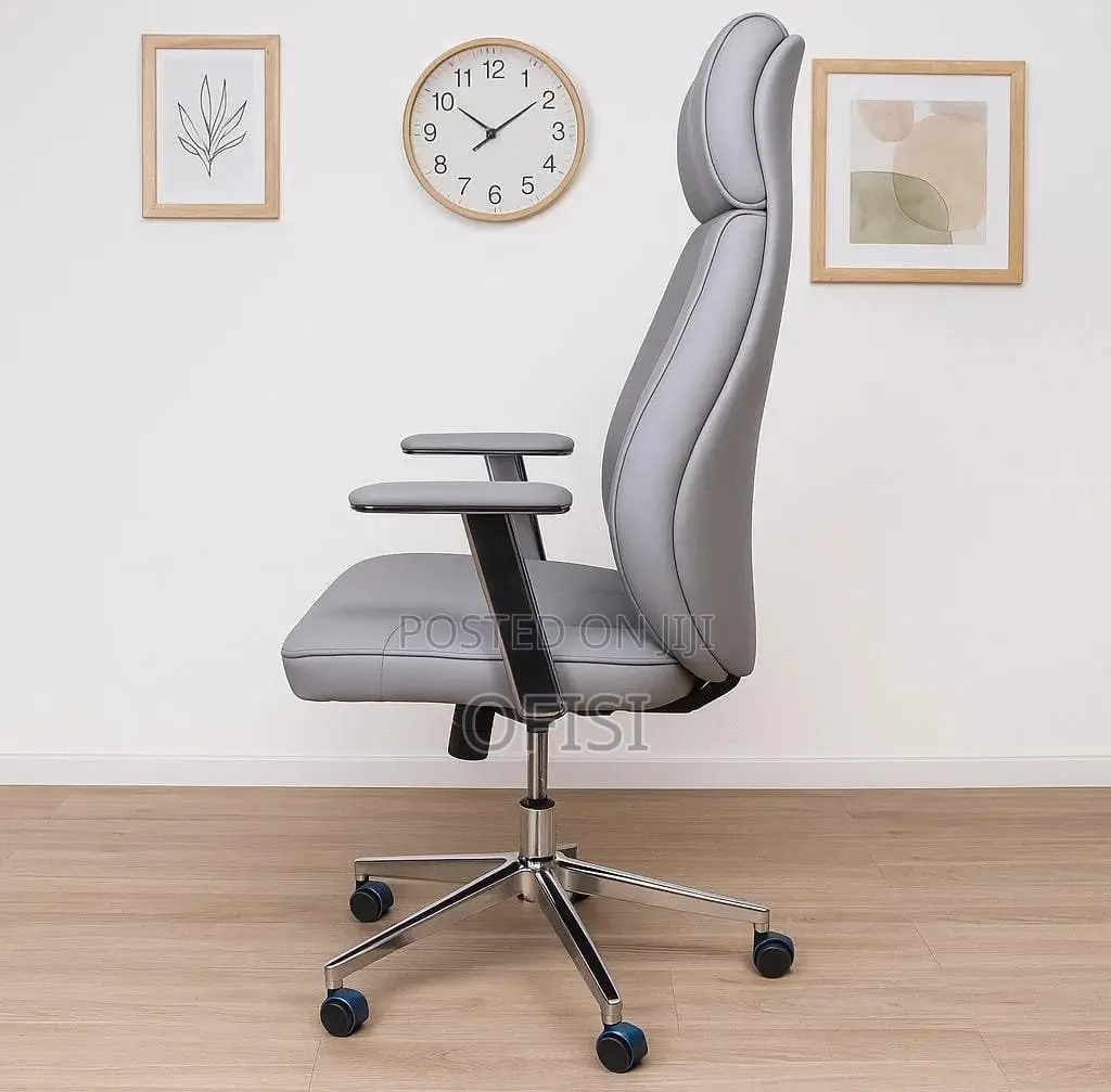 Office Chair; CEO Grey Executive Leather Office Chair