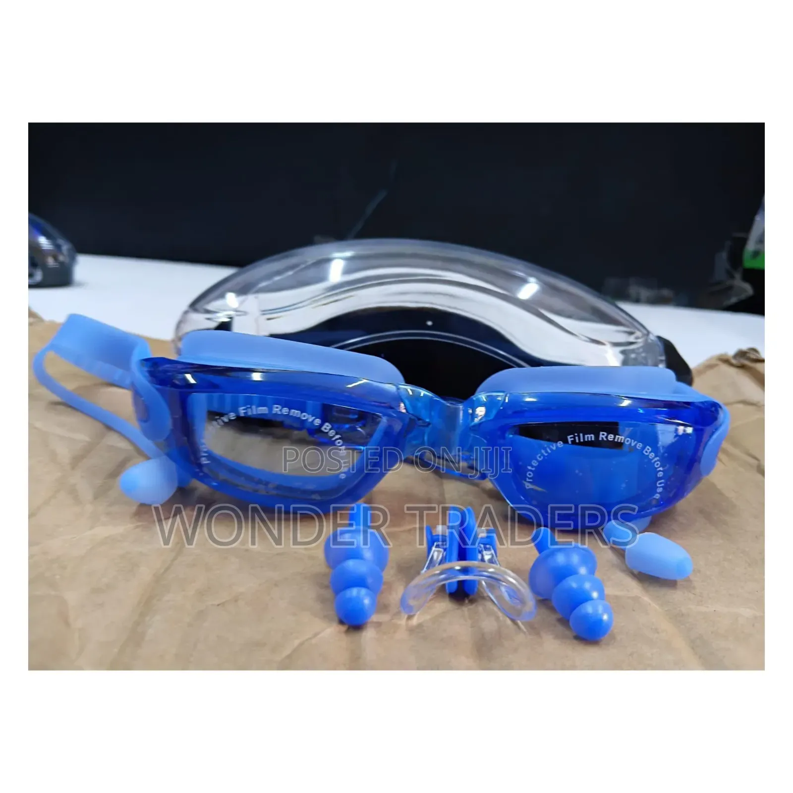 Swimming Goggles HD Waterproof Anti-Fog Glasses With Attached Earplugs