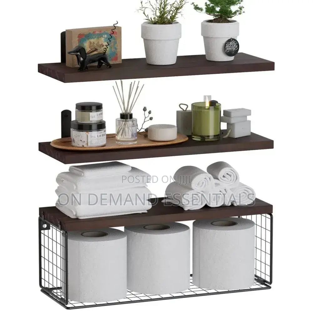 Solid Pine Wood Bathroom Floating Shelves