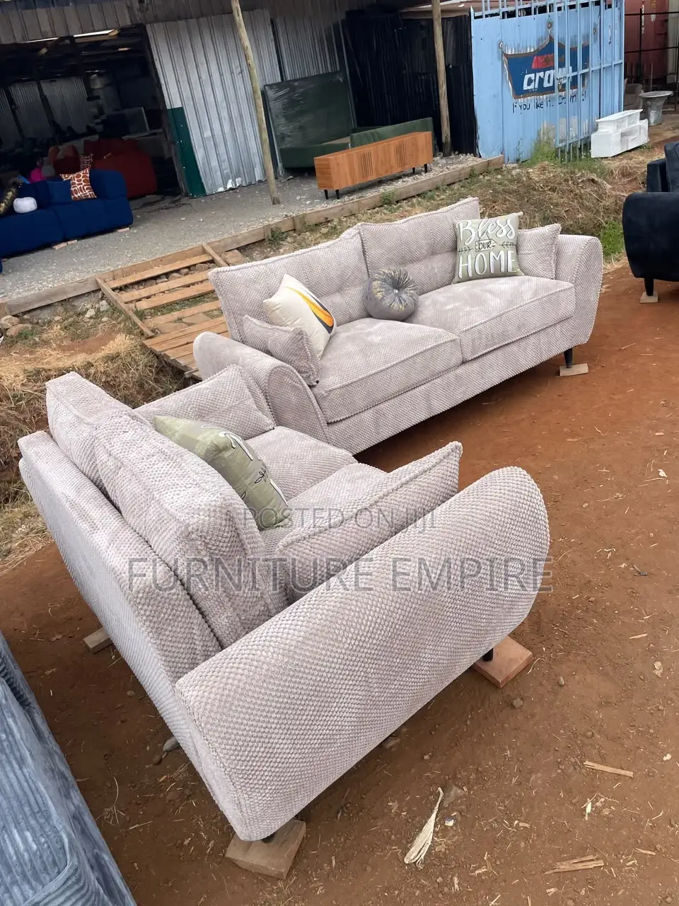5-Seater Butterfly Sofa 3+2 Beige Bubble Fabric