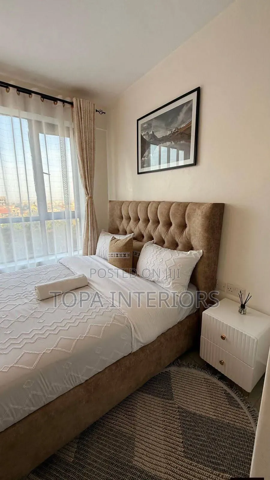 BEIGE Curtains for Air-BnB Decoration