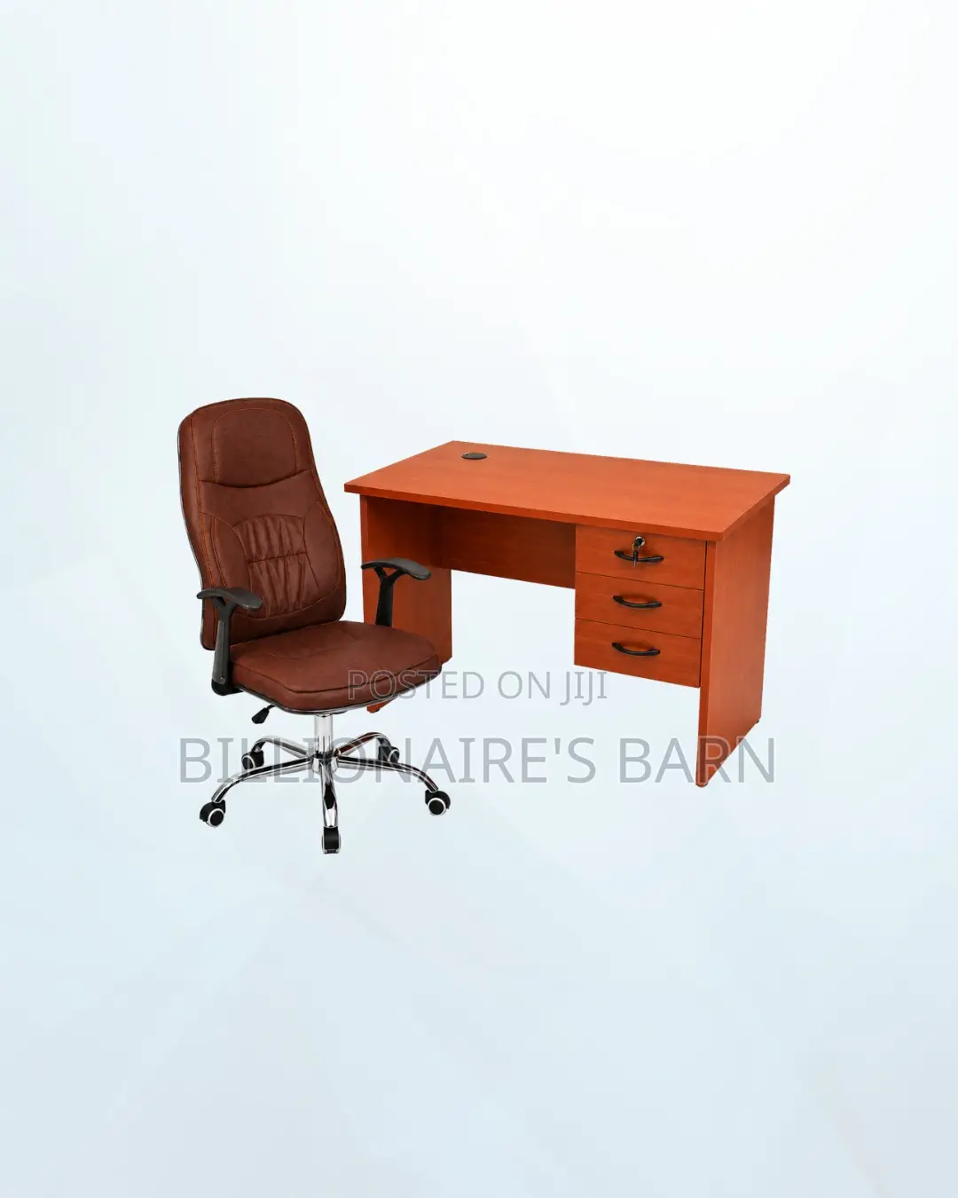 Practical 1m Desk and Executive Leather Chair for Productive Setups