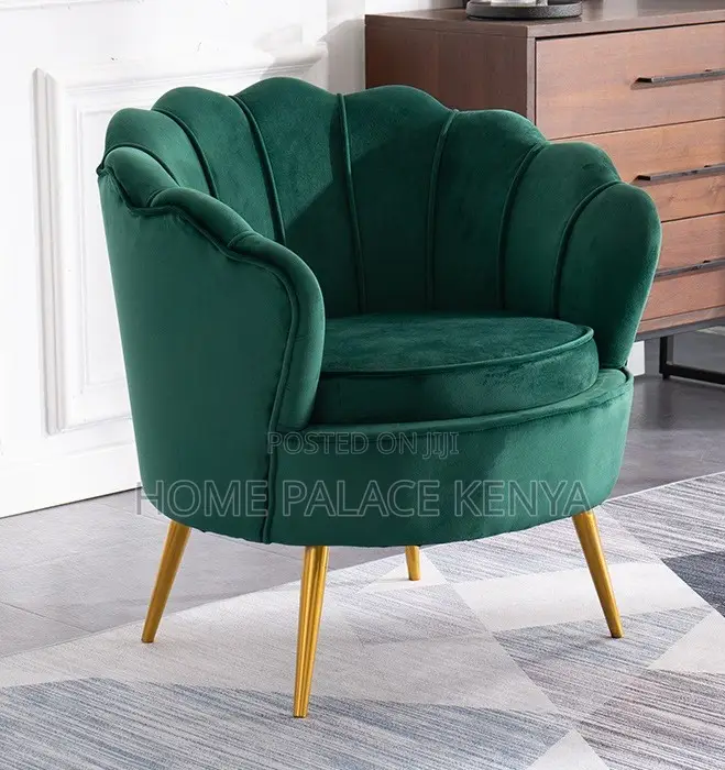 Arm Chair: Fabric Shell Shaped Backrest Single Accent Chair