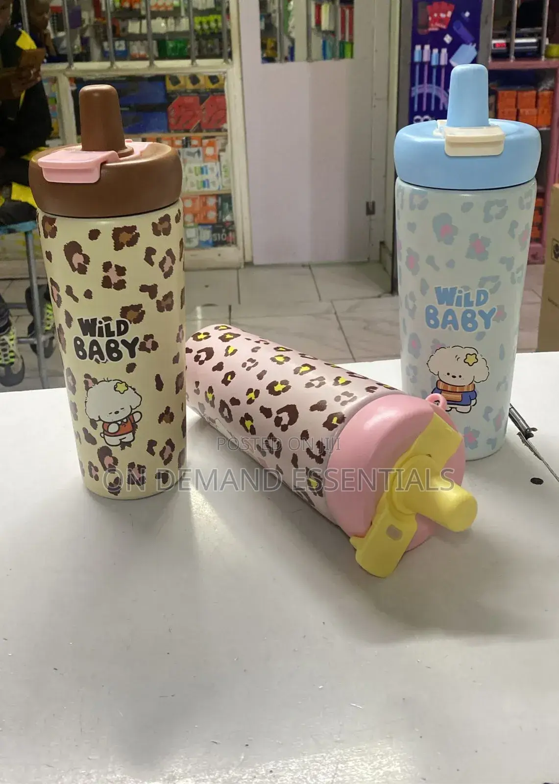 Stainless Steel Wild Baby Chui/ Animal Print Tumbler Silicone Handle