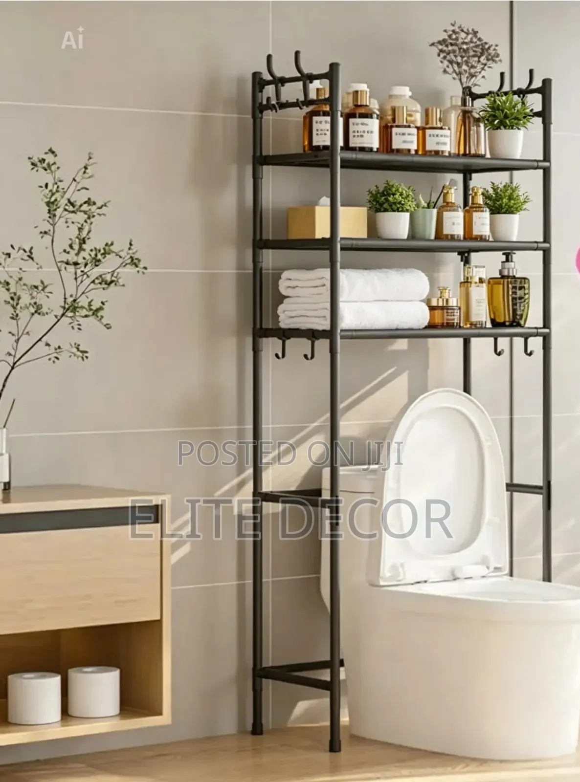 3-Layer Toilet Rack Organizer 47×25×160cm – Bathroom Storage Shelf