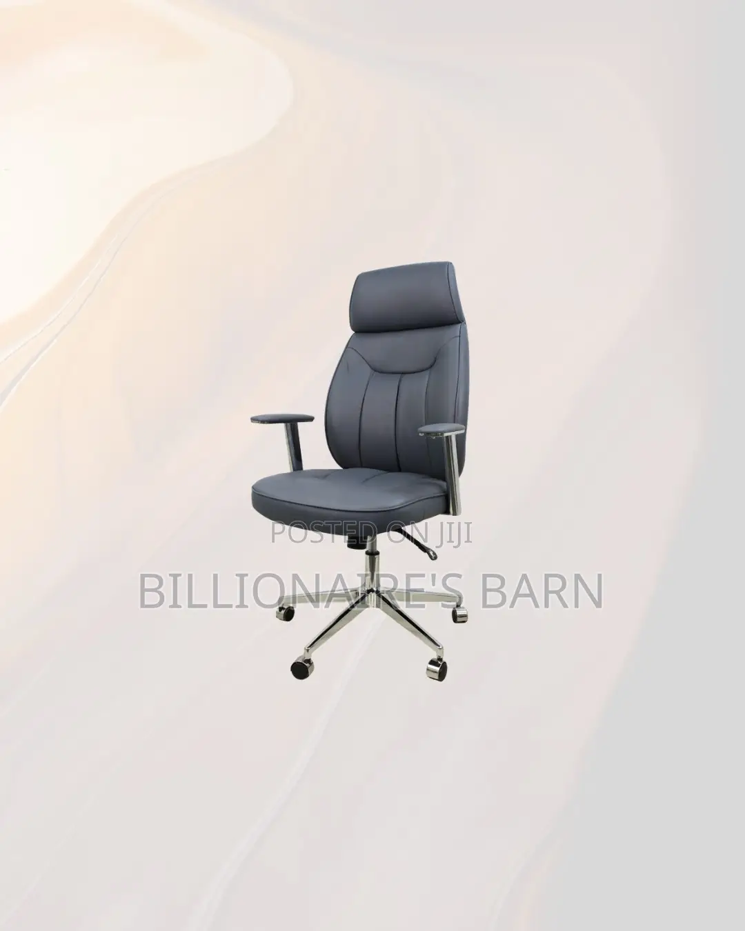 Practical Grey Executive Leather Chair High Back for All Day Support