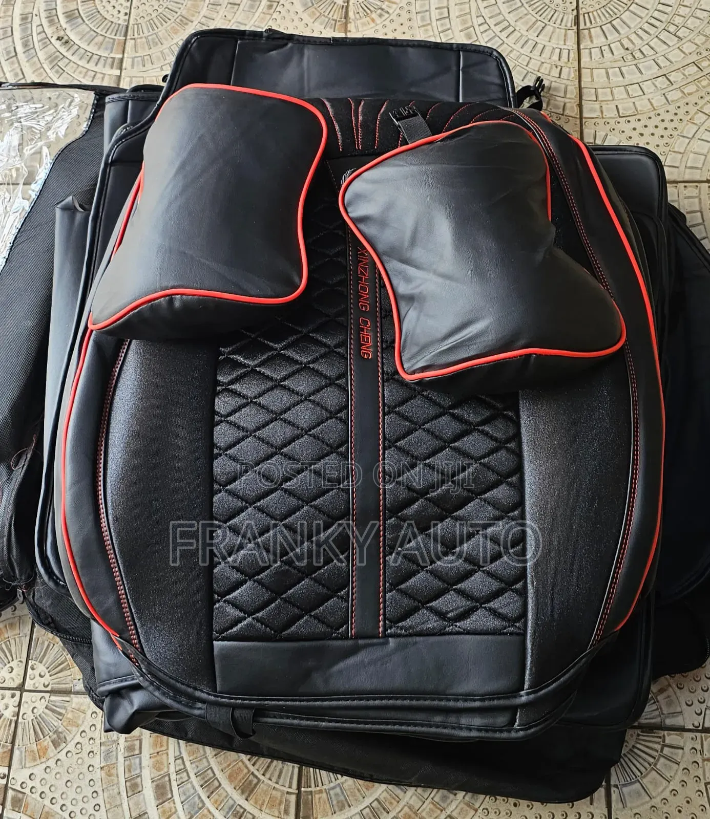 Pure Leather Seatcover 7 Seater Black Red