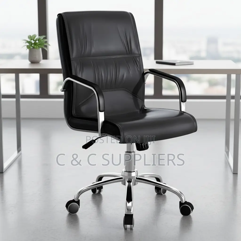 Swivel Leather Office Chair With Armrest