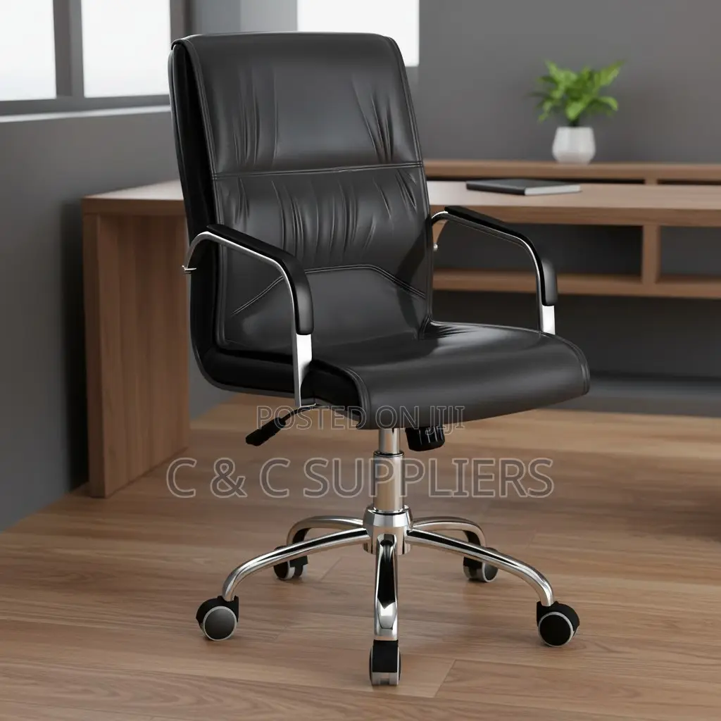 Swivel Leather Office Chair With Armrest