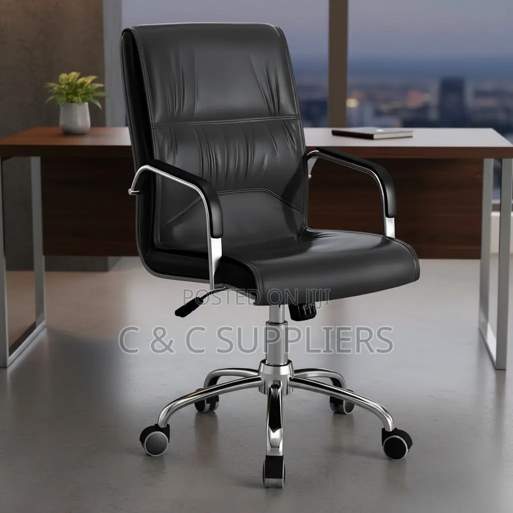 Swivel Leather Office Chair With Armrest