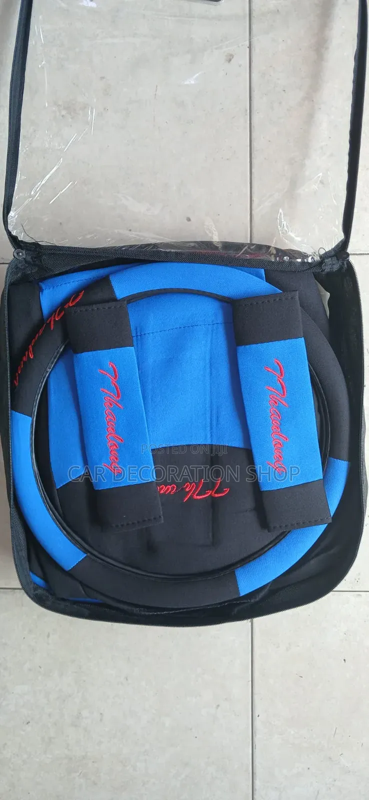 Blue-Black Sporty Aesthetic Fabric Seat Cover Protect Original Covers