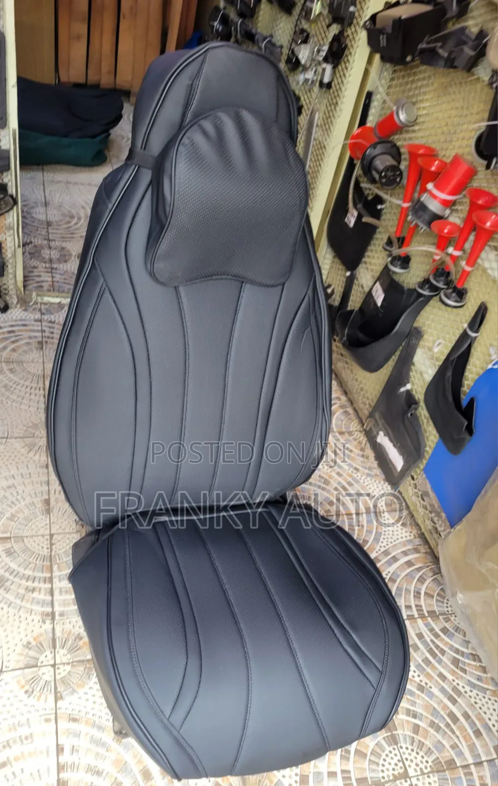 Pure Leather Seatcover Black Plain