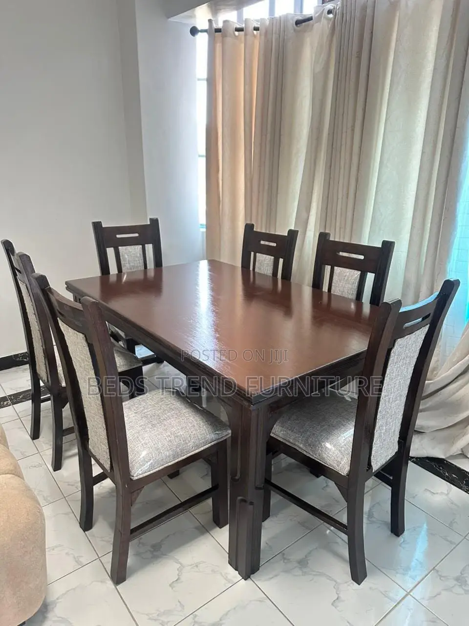 6-Seater Rectangular Dining Set – Wooden Cushioned