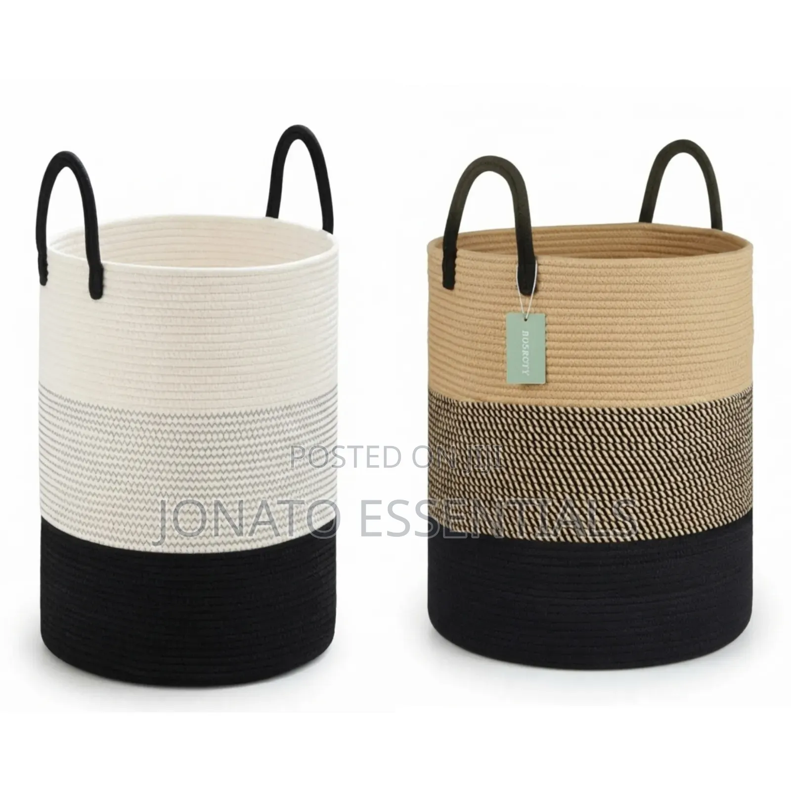 Large Woven Cotton Laundry Basket 58L Storage Organizer